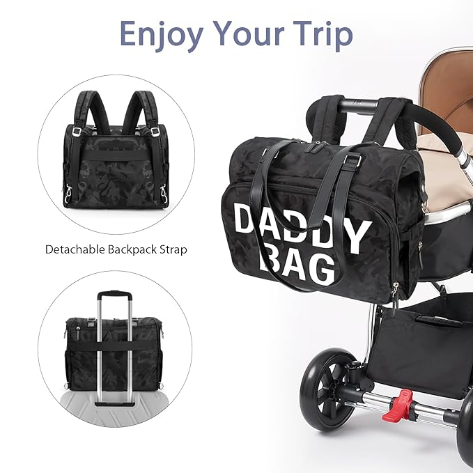Pripher Diaper Bag Backpack Mommy Bag Large Capacity Diaper Backpack Travel Essential Baby Diaper Bag for Mom and Dad, Camo Black
