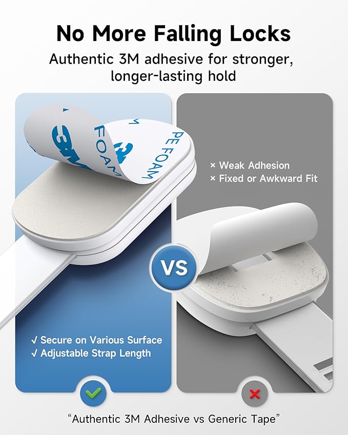 Infinno 12 Pack Cabinet Locks Baby Proofing Heavy Duty - Child Safety Cabinet Locks for Drawers, Cupboards & Fridge – No Drill 3M Adhesive Locks for Pets - Toddler Safety Latches