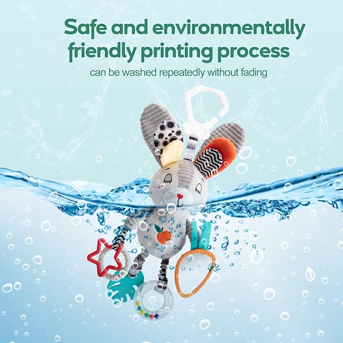 Baby Hanging Toys 0-12 Months - Interactive Stroller & Car Seat Toy with Jingle Sounds, Clinking Rings & Detachable Links | Safe Developmental Toys for Activity Gyms, Infant Baby Crib Mobile