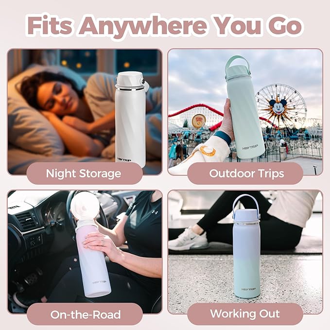 HEYTRIP Portable Breastmilk Cooler - 20oz Stainless Steel Milk Chiller Bottle for Travel & Work | Reusable Breastmilk Storage Container, 36+ Hour Cooling, TSA Approved | Rosy Azure