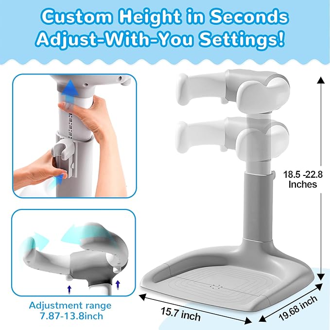 Baby Shower Stand - Adjustable Height Baby Shower Standing Support | Baby Bath Stand Soporte para Bañera de Bebé | Toddler Shower Stand Assist Holder for 8-36 Months Toddler Baby Standing Bath