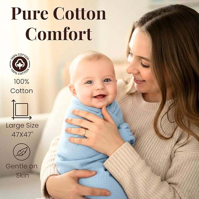 New Baby Gift Basket Set with Adorable Newborn Essentials for Baby Girl and Boy | Quality Baby Shower Gift Baskets with Soft Swaddle Blanket | Cutest Newborn Gift Set, Gift-Ready Packaging (Blue)