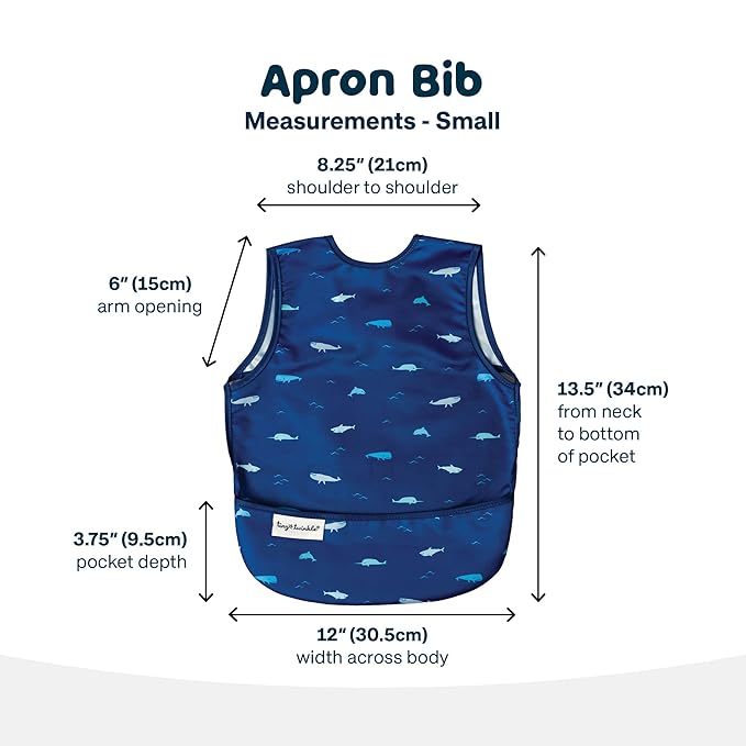 Tiny Twinkle Mess Proof Baby Bib for Boys | Waterproof Toddler Bib for Eating | Baby Apron for Feeding, Machine Washable | Perfect Shower Gift (Ocean Life, 6–24M)