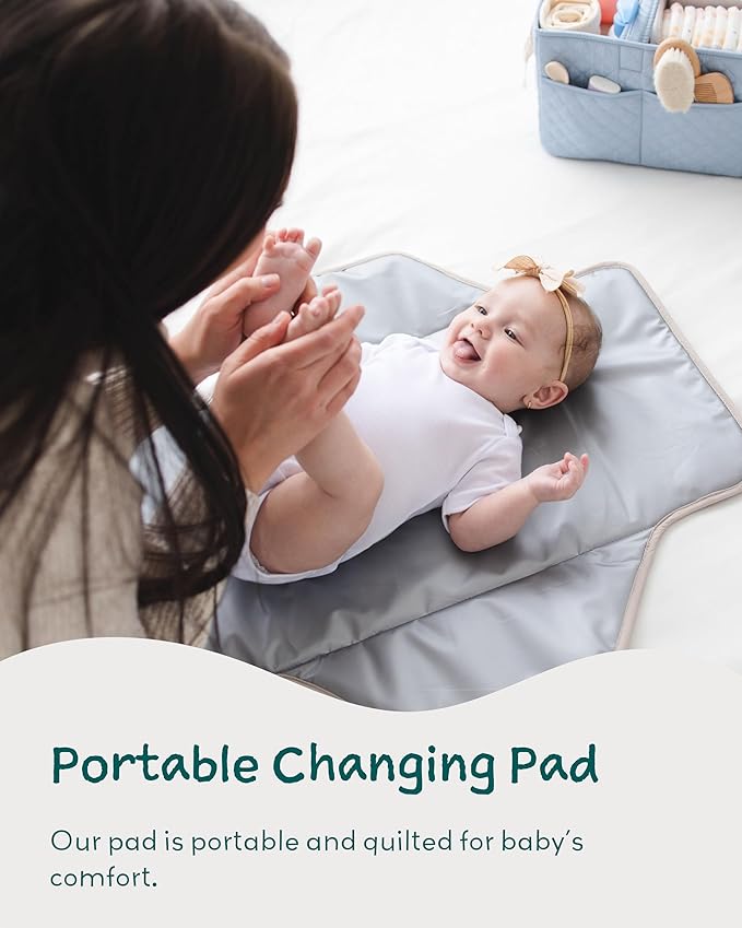Lily Miles Baby Changing Pad Portable, Diaper Changing Mat with Magnetic Latches, Travel Pad for Diaper Bag, Baby Essentials, Wipeable & Waterproof Mat (Willow Green, Large)