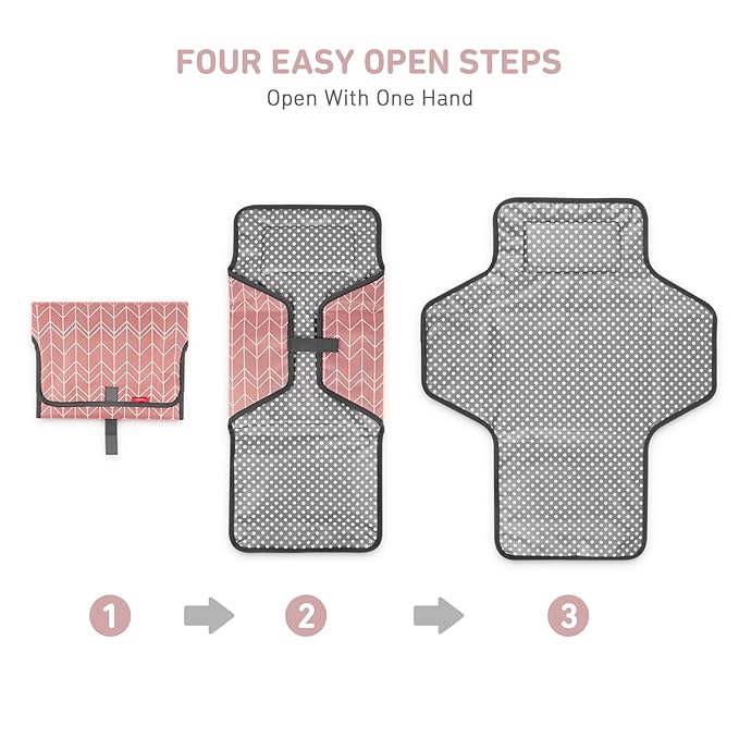 Babebay Waterproof Portable Diaper Changing Pad, Foldable Travel Changing Mat for Baby Girl Boy, Lightweight Travel Changing Station, Boho Geometric Pattern