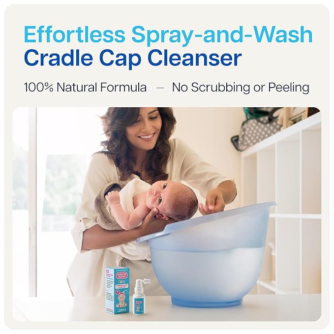 NAVEH PHARMA Cradle Cap Cleanser For Baby & Kids | 100% Natural Cradle Cap Treatment | Spray & Wash No Scrubbing | Better Than Shampoo Or Brush | Help With Dandruff | Olive Oil & Squalane | 1 FL OZ