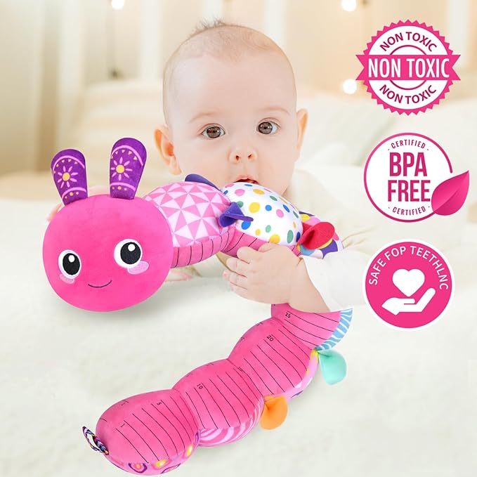 KMUYSL Baby Toys 0-6 6-12 Months, Sensory Music Animal Stuffed Toy for 0 1 2 3 4 5 6+ Months, Plush Toy with Crinkle and Rattles for Infant Newborn, Tummy Time Toys Gifts for 0-3-6-12 Month