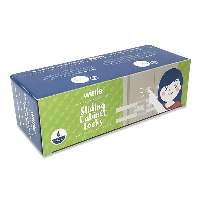 6-Pack Sliding Cabinet Locks - Reusable U-Shaped Child Cabinet Locks for Baby Proofing Cabinets, Drawers, Cupboards & More - No Tools, No Drilling, Easy to Use Child Proof Cabinet Latches by Wittle