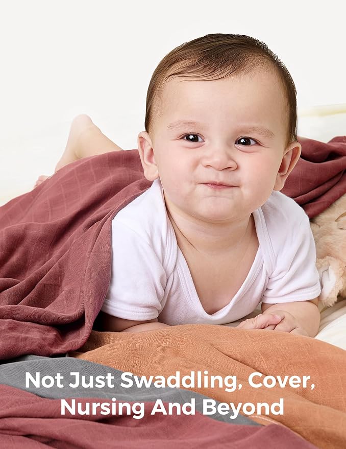 Momcozy Muslin Swaddle Blankets for Baby Boys and Girls, 4-Pack Breathable and Skin-Friendly Receiving Blanket Wrap, Baby Essentials, Registry & Gift, 47 x 47 inches