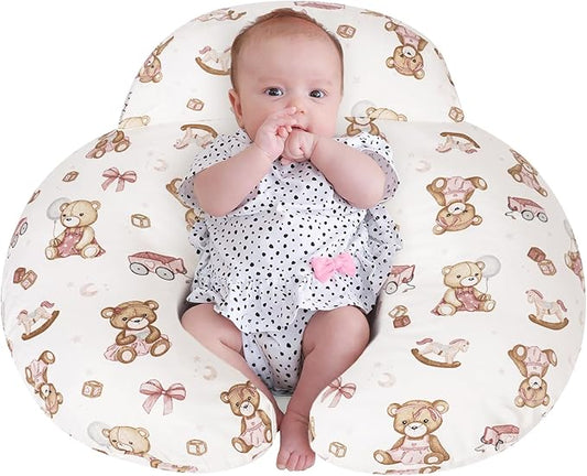 AMASKY Nursing Pillow, Breastfeeding Pillows, with Removable Pillow Cover, Machine Washable, Machine Washable, Pink Bears, Pallet of Product