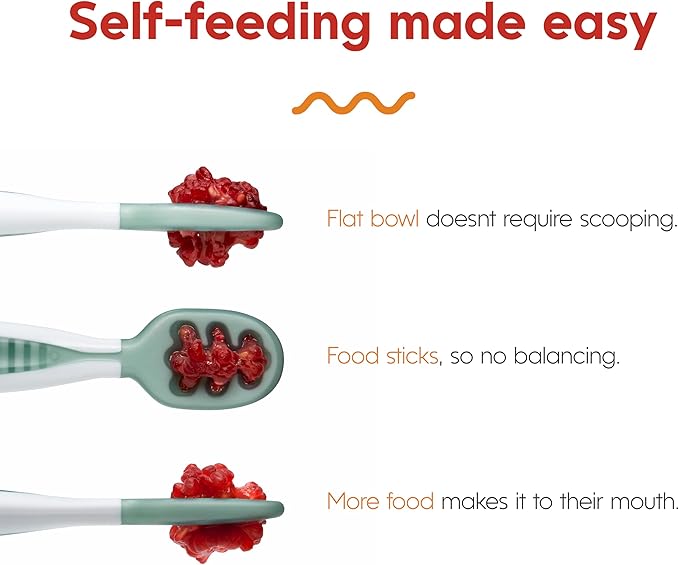 NumNum Baby Spoons Set, Baby Essentials Pre-Spoon GOOtensils for 6+ Months, First Stage Self-Feeding Spoons for Baby Led Weaning (BLW), Silicone Toddler Utensils, BPA-Free, 6 Pack Rainbow