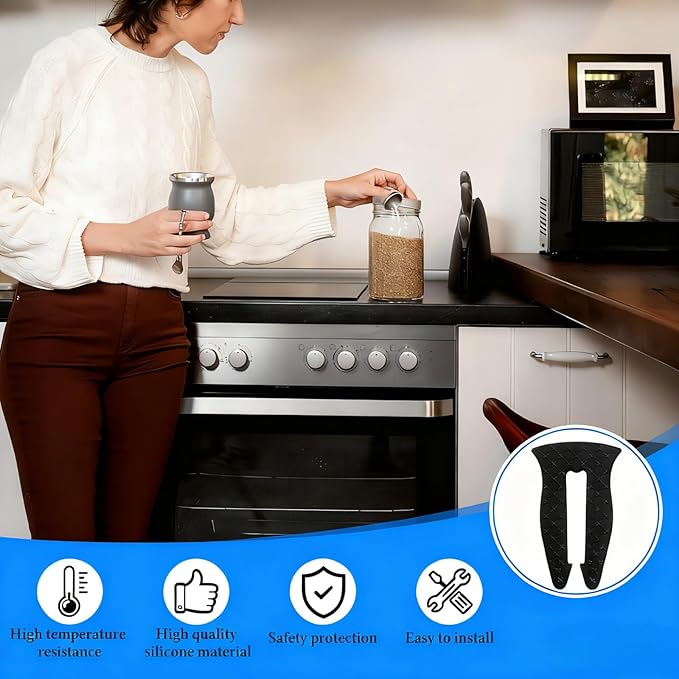 Universal Stove Knob Locks (5-Pack-Black) - Child Proof Gas Stove Safety Lock with Key, Easy Install No Tools Needed, Heat Resistant Baby Proofing Essentials for Kitchen Cooktop