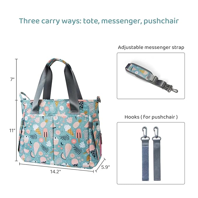 Diaper Bag Tote Satchel Waterproof Messenger Baby Diaper Bags for Mom and Dad Multifunction Medium Travel Tote Bags(Cartoon Dessert)