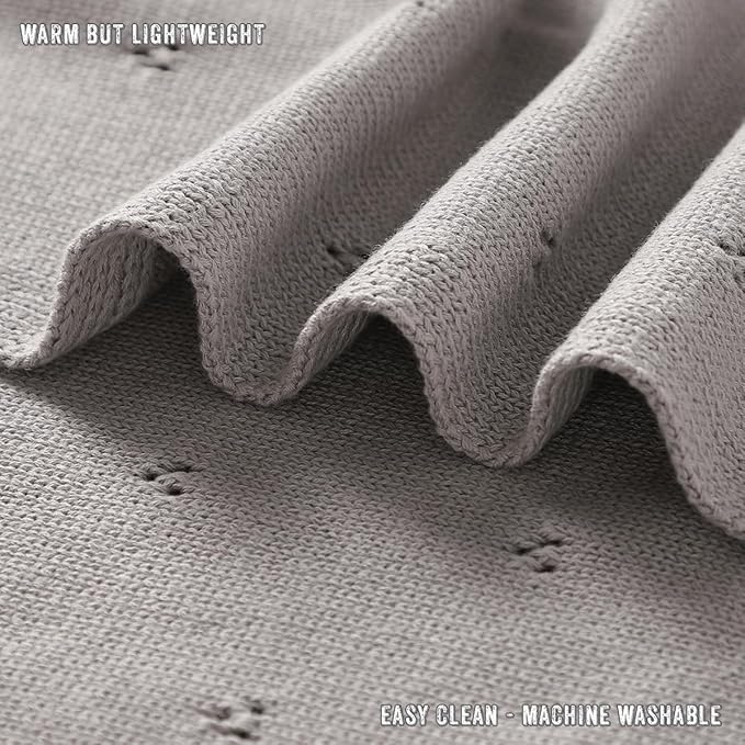 Bleu La La Baby Gift Set - Organic Cotton Newborn Blanket Essentials, Thoughtful Baby Shower & New Baby Gift for Boys & Girls (Pointelle - Dove Grey)