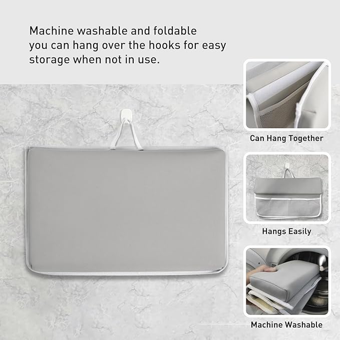 Licornism Comfortable Bath Kneeler and Elbow Rest Pad Set- Thick Non-Slip Memory Foam Bath Mat Set,Quick Dry Baby Bathtub Cushion with Storage Toy Organizer Pockets