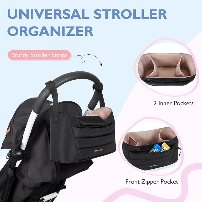 mommore Diaper Bag Tote with Stroller Organizer Puffer Bag Large Capacity Baby Bag with Changing Pad for Travel, Hospital