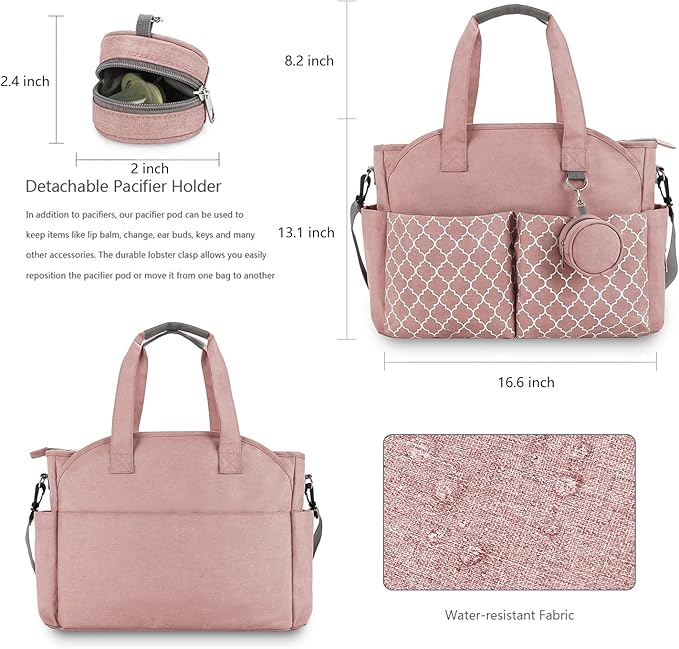 Diaper Bag Tote Large Multi-Function Baby Changing Bag for Mom with Changing Station Travel Nappy Bag for Women