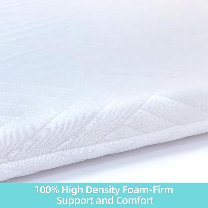 Waterproof Pack and Play Mattress Pad 38" x 26", Playard Mattress for Pack and Play, Pack N Play Mattress Topper with Washable Cover - Firm Support and Comfort Foam