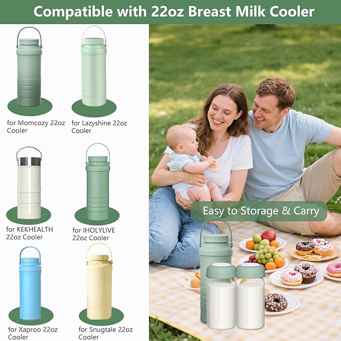 Breastmilk Storage Bottles Collection Bottles, 10oz Wide-Neck Breast Milk Container Compatible for Spectra S1 S2 SG Motif Luna Breast Pumps, Fit for 22oz Breast Milk Cooler & Fridge, 4 Packs