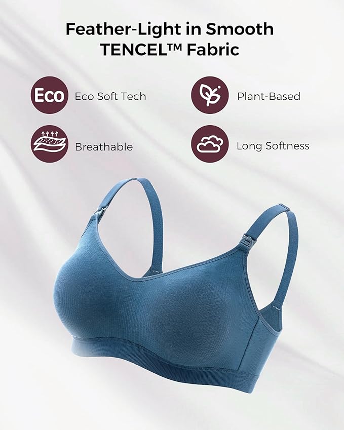 Momcozy Hands-Free Pumping Bra, Wireless & Seamless Breast Pump Bra, Breathable Tencel™ Fabric & Fully Fixed Cups