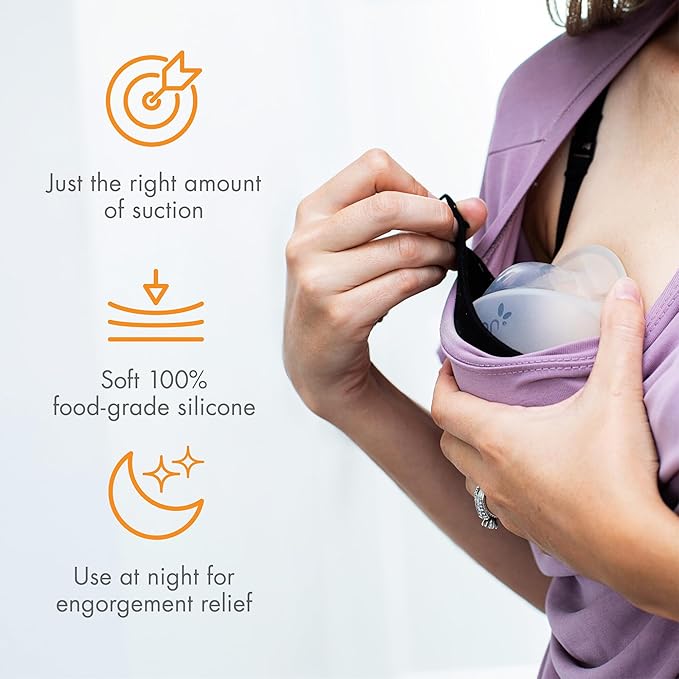 Boon Trove Silicone Manual Breast Pump - Passive Milk Collector - Hands Free Breast Pump for Nursing - Breastfeeding Essentials - 1 Count