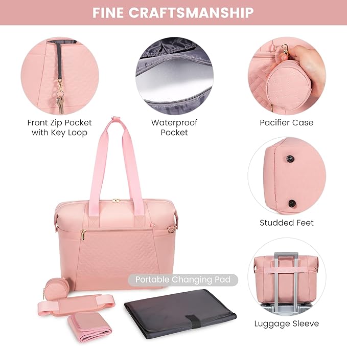 LOVEVOOK Diaper Bag Tote, Large Baby Diaper Bag Waterproof Travel Diaper Tote with Changing Pad