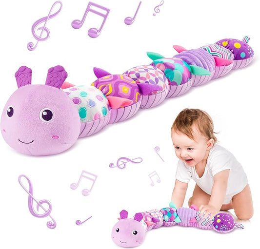 Sumobaby Infant Baby Musical Multi-Sensory Caterpillar, Stuffed Animal Activity Soft Toys, for Tummy Time Newborn 0-3-6-12 Months Girls, Purple