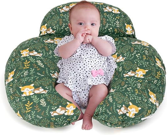 AMASKY Nursing Pillow for Breastfeeding, Animal Patterns Removable Cotton Cover, Support for Mom and Baby, Plus Size Ergonomic Design Breastfeeding Pillows, Machine Washable, Green, Pallet of Product