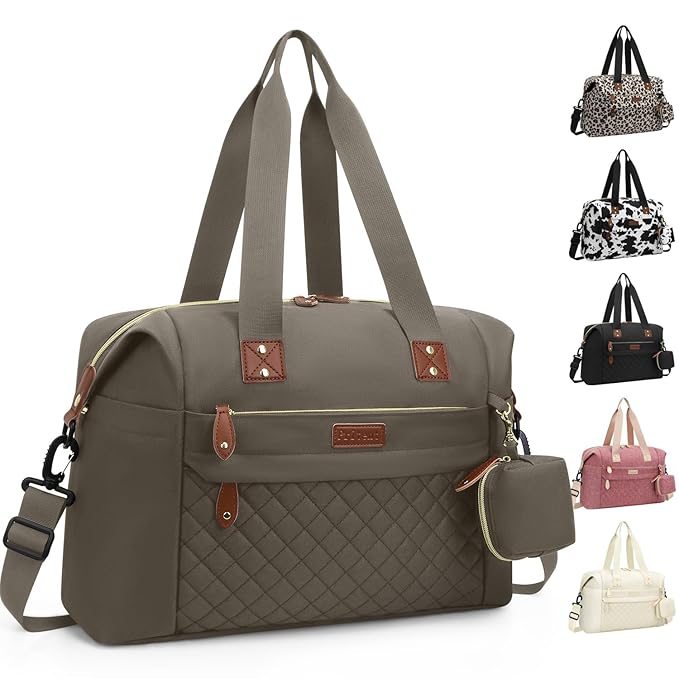 Diaper Bag Tote, Diaper Baby Bags with Pacifier Case, Shoulder Straps, Stroller Clips, Waterproof Large Mommy Bag Maternity Bag Travel Baby Bag for Mom and Dad, khaki