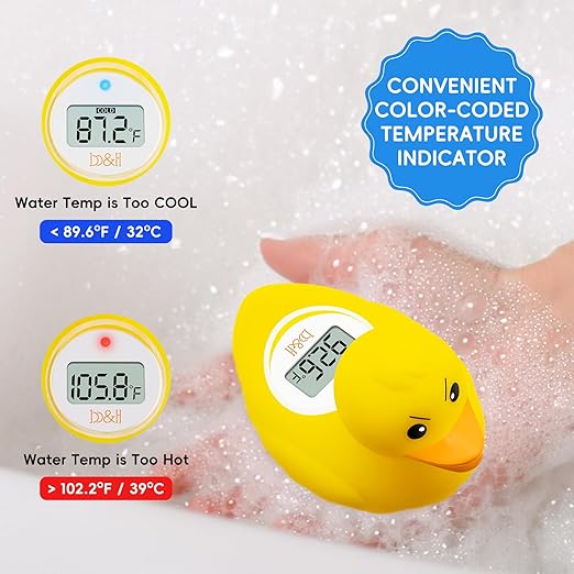 b&h Baby Bath Thermometer - (Upgraded Version) Turn On/Off Function, Fast and Accurate Water Temperature Readings, Toddlers Floating Bath Toy, Ideal for Babies & Infants (Angry Duck)