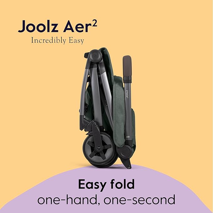 Joolz Aer2 Lightweight Travel Stroller for Baby & Toddler – Ultra-Compact One-Hand Foldable Stroller, Reclining Seat, UPF 50+ Canopy, Adjustable Leg Rest, Carry-On & Airplane Approved (Forest Green)