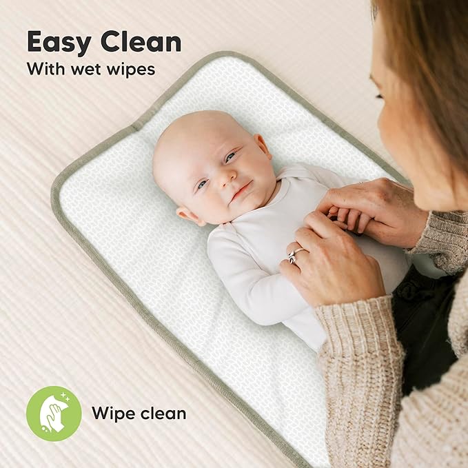 KeaBabies Portable Diaper Changing Pad, Easy Wipe Clean - Foldable Waterproof Baby Changing Mat for Diaper Bag, Compact, Lightweight, 25x13 Newborn, Infant, Baby Changer Travel Essential (Prairie)