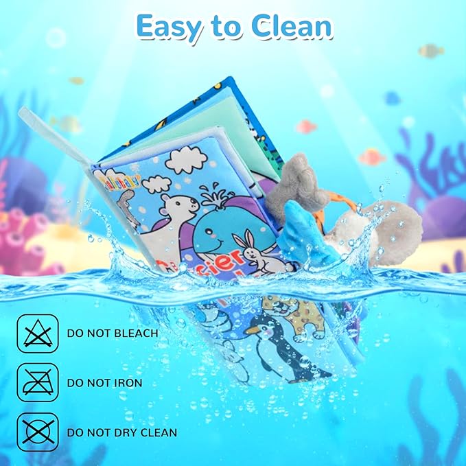 HECCEI Baby Cloth Books Soft Baby Book 0-6 Months Crinkle Books with Glacier Tails Touch and Feel Sensory Toys for Infant Tummy Time for 3 Months+ Easter Basket Stuffers
