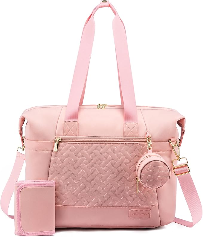 LOVEVOOK Diaper Bag Tote, Large Baby Diaper Bag Waterproof Travel Diaper Tote with Changing Pad