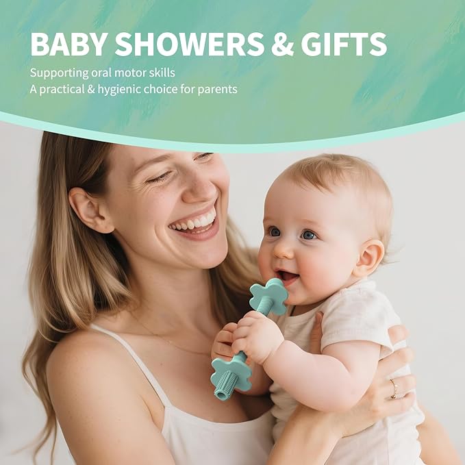 6-Pack Silicone Teething Tubes for Babies 6-12 Months, BPA-Free Non-Choking Teether Sticks Toys, Teething Relief Chew Straws for Infants & Toddlers, Baby Gifts (Sand Clay DustyRose Brown Green Blue)