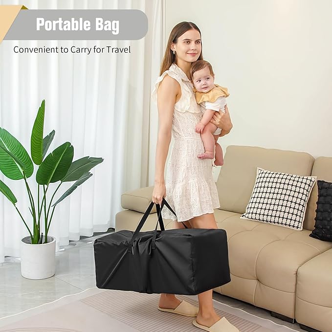 Baby Bassinet 5 in 1 Pack and Play,Baby Crib Adjustable Beside Sleeper One-Second &One-Hand Setup,Portable Playard Foldable Playpen for Newborn,Babies and Toddlers with Changing Table,Mattress (Black)