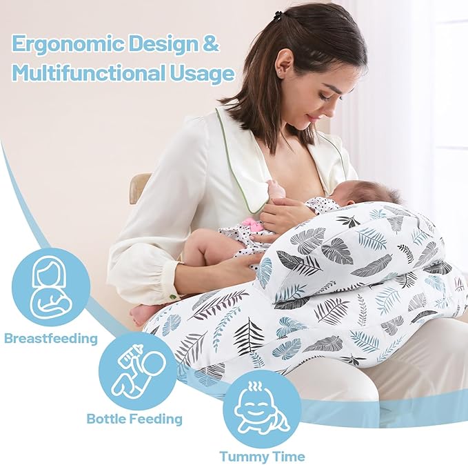 AMASKY Breastfeeding Pillows for More Support for Mom and Baby, with Removable Cotton Cover, Machine Washable, Pallet of Product(Milky White)