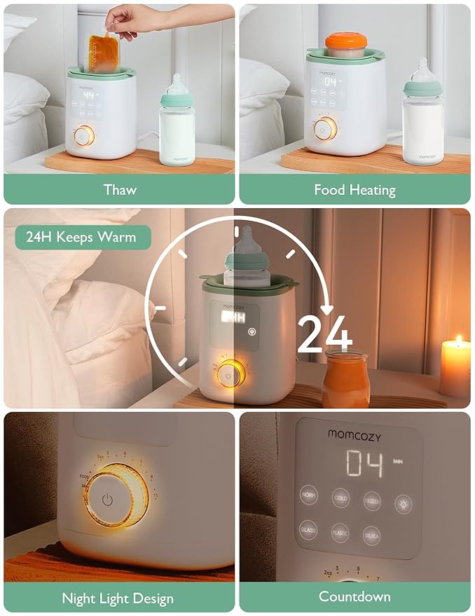 Momcozy Baby Bottle Warmer for Breast Milk Formula Food, Fullest Nutrients Preserved, Fast Heat, Night Light for Nighttime Breastfeeding, One-Touch Easy Use, Newborn Essentials Supplies Gift for Mom
