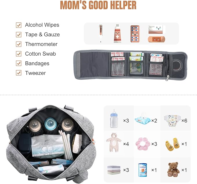 LOVEVOOK Diaper Bag Tote, Large Baby Diaper Bag Waterproof Travel Diaper Tote with Changing Pad