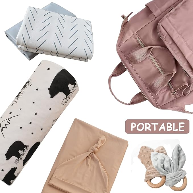 Owlowla Baby Diaper Changing Pad Portable Changing Mat Travel Changing Pad Liner for Baby and Small Toddler(Beige&Gray)