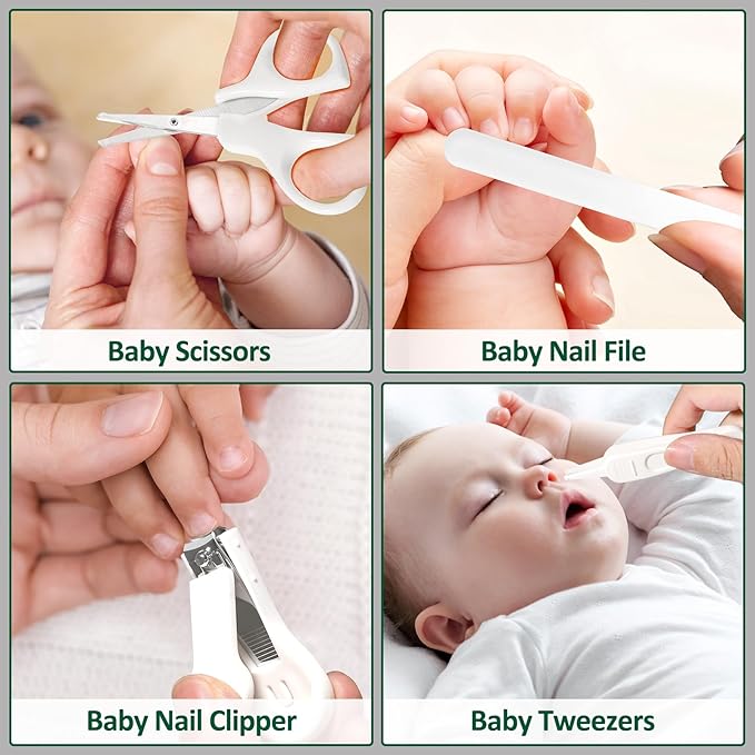 Baby Healthcare and Grooming Kit for Newborn Kids, 24PCS Upgraded Safety Baby Care Kit, Newborn Nursery Health Care Set, Baby Care Product (Grey White)