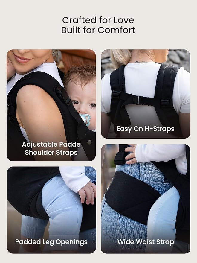 GROWNSY Baby Carrier, One-Click Release Clasp for Easy to Wear, Cozy Wraps Carrier Newborn to Toddler with Head Support(7-44lbs), Ergonomic & Lightweight for Infant to Toddler, Black