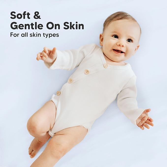 2-Pack Mini Crib Sheets Fitted - 38x26 Pack N Play Sheets for Pack and Play Mattress, Organic Cotton, Soft & Breathable Playard Bedding, Neutral Mini Toddler Bed Cover for Boys, Girls (Blue Flax)