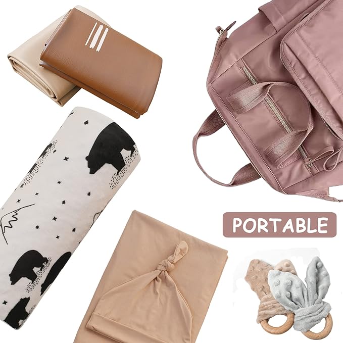 Owlowla Baby Diaper Changing Pad Portable Changing Mat Travel Changing Pad Liner for Baby and Small Toddler(Beige&Brush Strokes)