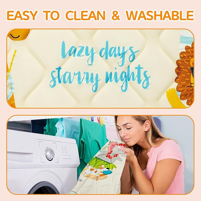 TreeBud Baby Play Mat - Thicken 71x59 Inch Soft Foam Crawling Mat for Playpen & Floor, Non-Slip Waterproof Playmats for Infants & Toddlers, Portable Foldable & Machine Washable, Beach Animals