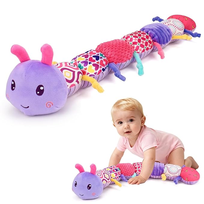 Baby Girl Toys 0-3-6 Months Musical Stuffed Animals Plush Caterpillar Toy with Crinkle Rattles Tummy Time Development Sensory Toys infants 6-9-12 Months Newborn Girls Boys Shower Valentines Day Gifts