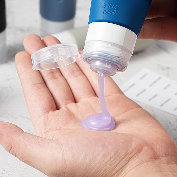 Zafit Travel Bottles for Toiletries, TSA Approved Travel Containers 3oz Leak Proof Travel Tubs Refillable Liquid Travel Accessories for Shampoo Conditioner Lotion Body Wash(Multicolored J)