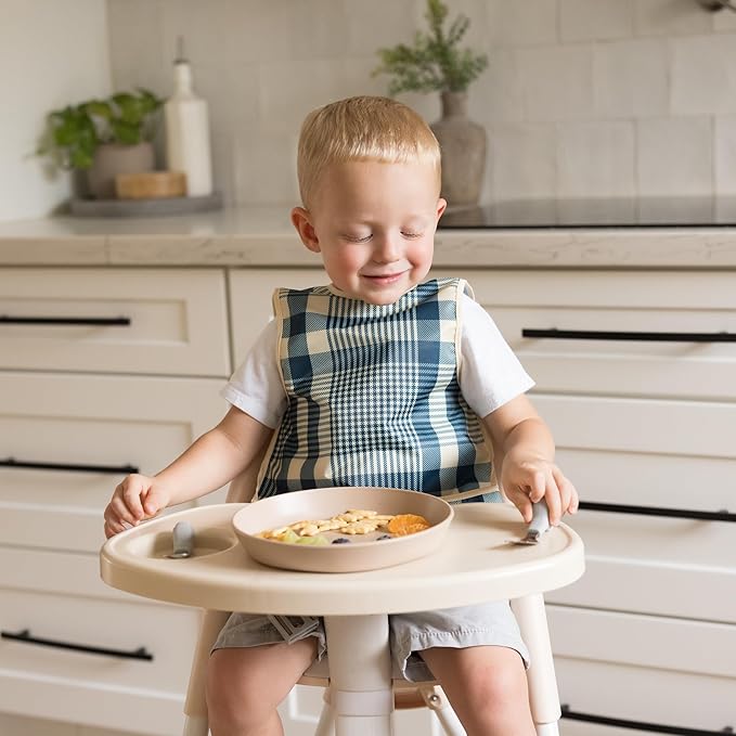 Tiny Twinkle Mess Proof Baby Bib for Girls | Waterproof Toddler Bib for Eating | Baby Apron for Feeding | Machine Washable | Perfect Shower Gift (Gingham, 6–24M)