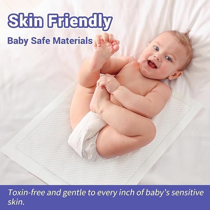 100 Pack Disposable Changing Pads for Baby, 18" x 24" Super Absorbency Disposable Underpads Large Bed Pads Absorbent Fluff Protective Table Pads Disposable Diaper Changing Pads, Leakproof