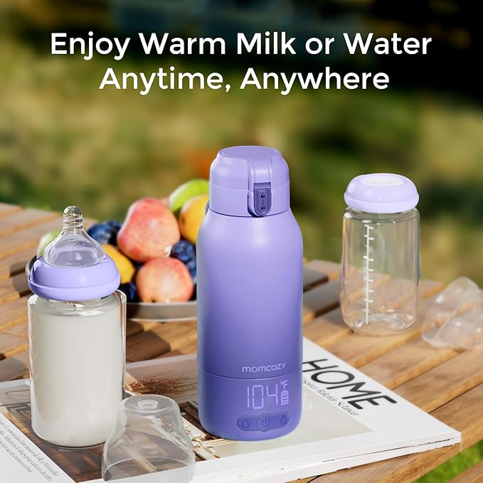 Momcozy Portable Milk Warmer for Travel – Dual Heating Modes for Breast Milk & Water, Portable Bottle Warmer with Fast Heating & Long Battery Life, 17 Ounces Large Capacity to Meet Your All-Day Needs